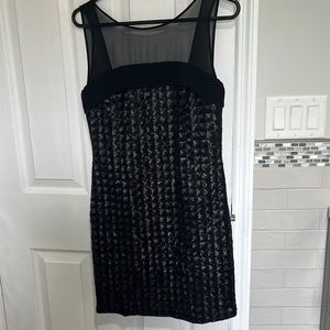 Erin Fetherston black sequin and sheer cocktail dress size 0